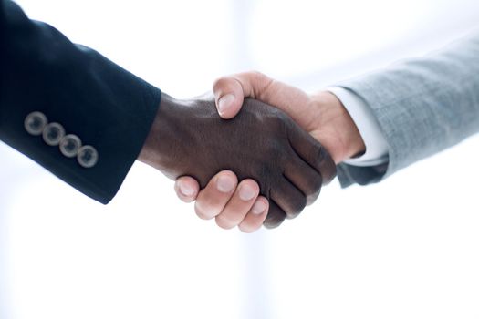 Close up of business handshake in the office