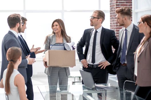 HR Manager shows the employee the new workplace.the concept of employment
