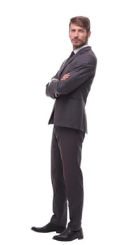 full-length .portrait of a confident young businessman.isolated on white background