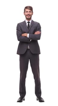 full-length .portrait of a confident young businessman.isolated on white background