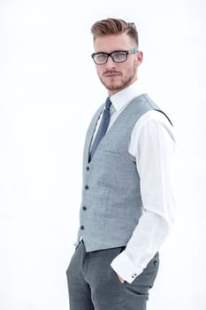 close up.portrait of a confident young man.isolated on white