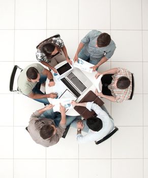 top view.business team making a financial report.photo with copy space
