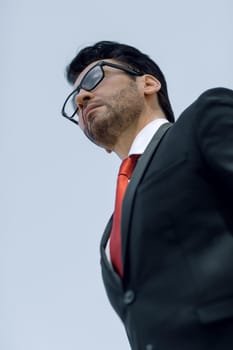 close up.portrait of a confident businessman.isolated on light background