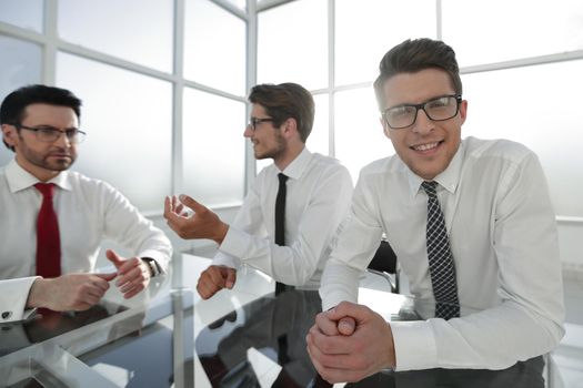 business colleagues sitting at the office table.photo with copy space