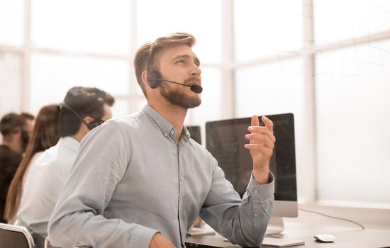 background image call center employees communicate with customers .photo with copy space