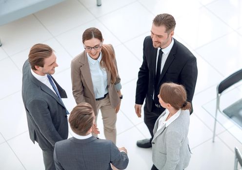 group of business people standing in the office reception.business concept