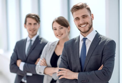 businessman and his colleagues standing together.photo with copy space