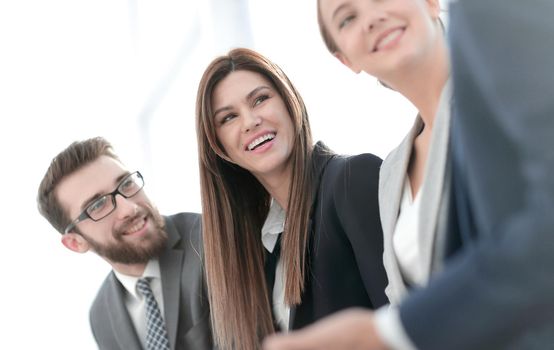 close up.successful employees listen to their boss.the concept of teamwork
