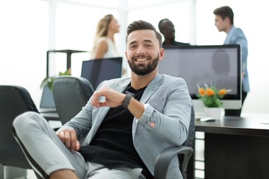 successful businessman in a creative office.photo with copy space