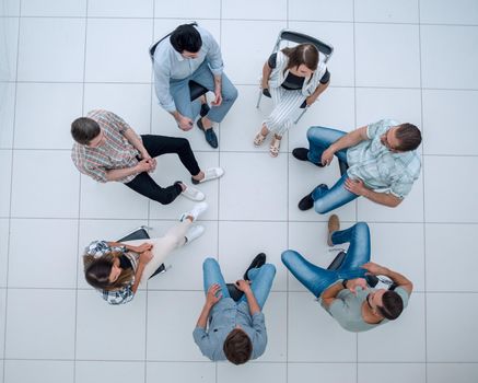 top view.business team briefing.the concept of teamwork