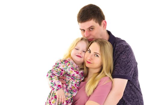 Happy family couple on a black background. Studio portrait.