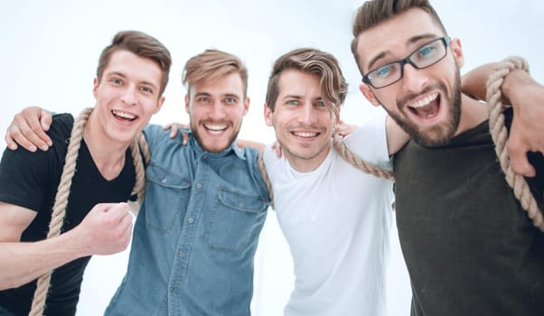 close up.a team of successful young people .the concept of friendship.