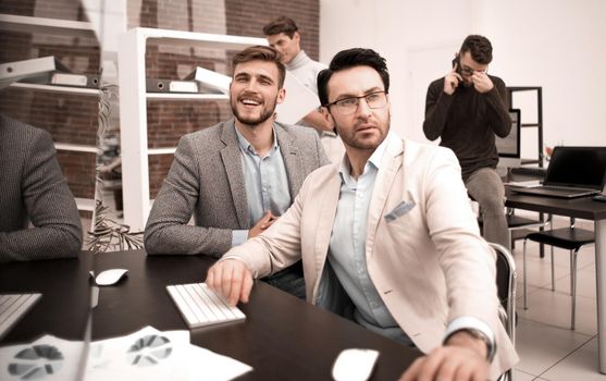 business colleagues work with financial documents.business concept
