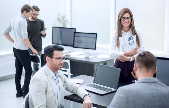 employees of the financial department in the workplace .office weekdays