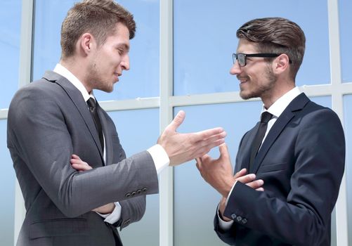 two young business men isolated on office