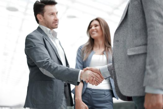 business people greet each other with a handshake.concept of partnership