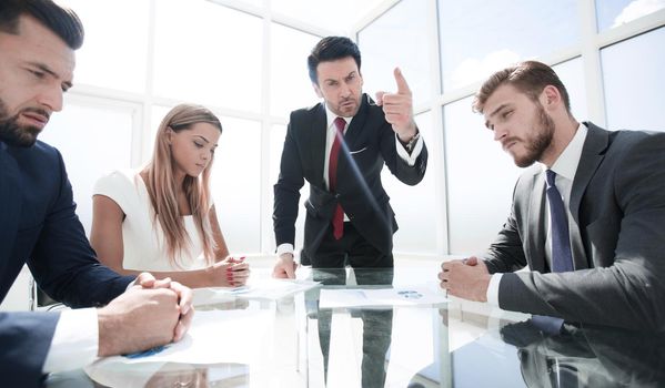 businessman makes a strict reprimand to the employee.photo with space for text