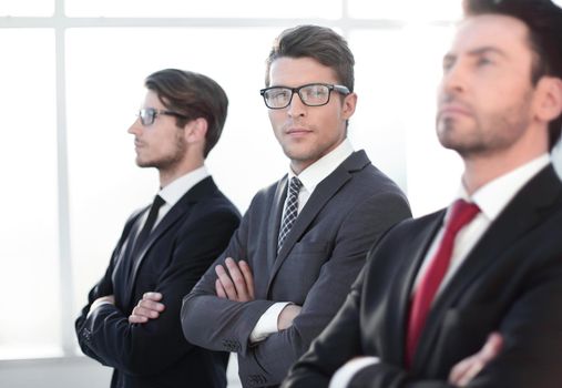 side view.a group of successful business people.concept of partnership