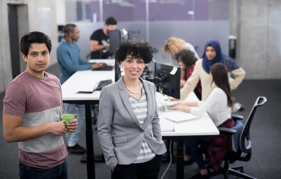 Portrait Of Successful Multiethnic Business team Entrepreneur At Busy startup Office