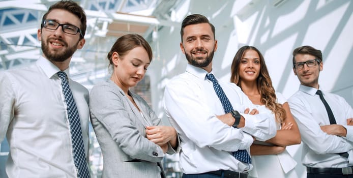 professional business team on the background of a modern office. the concept of teamwork