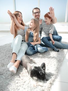 happy family resting on Sunday.photo with copy space