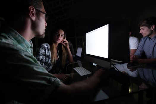business team using computer for data analysis. start-up