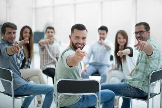 business team showing up at you. business concept