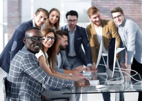 multi-ethnic business team discusses the results of its work.the concept of teamwork