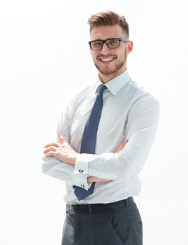 portrait of a successful business man.isolated on white background.