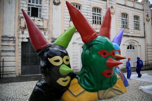 salvador, bahia, brazil - july 27, 2021: Sculpture by Pierrot are seen near the Museuca Casa do Carnaval in Salvador city.