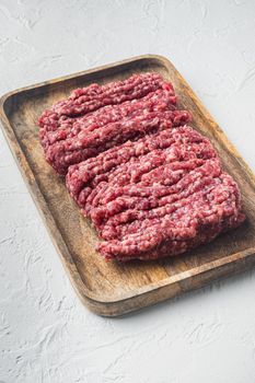 Minced meat beef, on white background