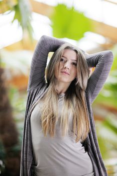 beautiful young woman student portrait while relax on coffee break