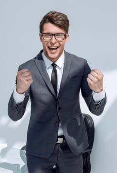 close up.portrait of a happy businessman. business concept