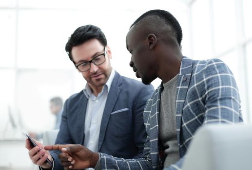 two business partners discuss work information.photo with copy space