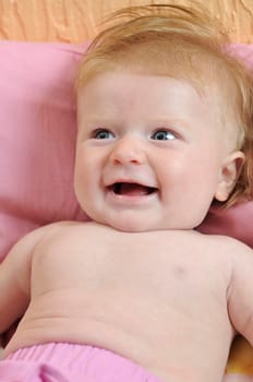 cute little baby indoor closeup portrait