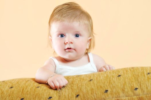 cute little baby indoor closeup portrait