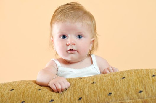 cute little baby indoor closeup portrait