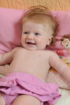 cute little baby indoor closeup portrait