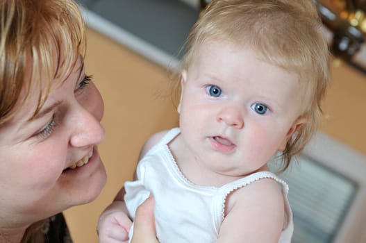 young mother and cute baby