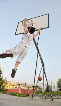 basketball player practicing and posing for basketball and sports athlete concept