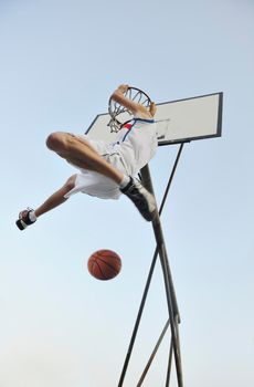 basketball player practicing and posing for basketball and sports athlete concept