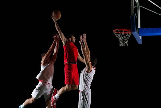 basketball game sport player in action isolated on black background