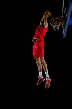 basketball game sport player in action isolated on black background