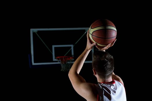 basketball game sport player in action isolated on black background