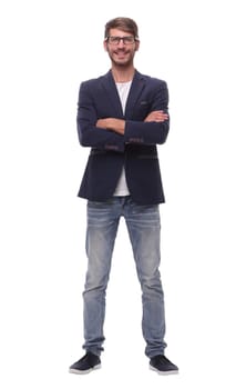 in full growth.portrait of a modern business man .isolated on white background