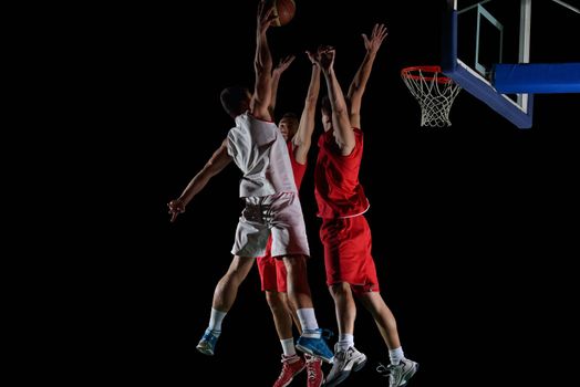 basketball game sport player in action isolated on black background