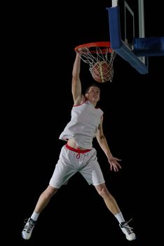 basketball game sport player in action isolated on black background