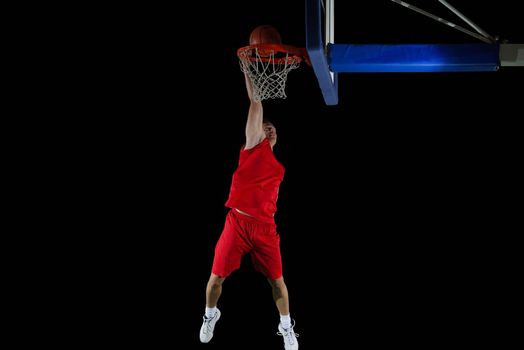 basketball game sport player in action isolated on black background