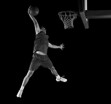 basketball game sport player in action isolated on black background