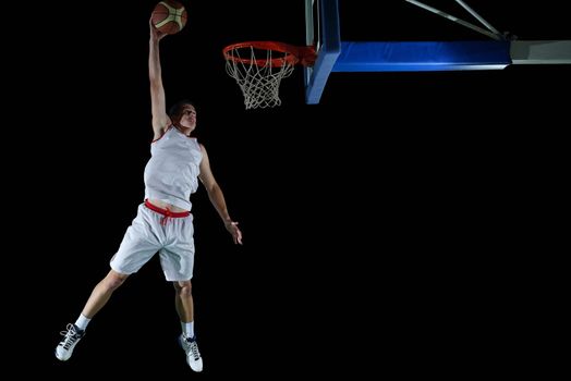 basketball game sport player in action isolated on black background